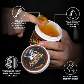 Vue arrière du gel coiffant Suavecito Pomade Original 4 oz