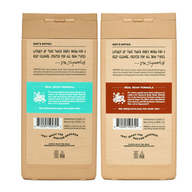 Vue arrière du gel douche Dr. Squatch, informations sur les ingrédients