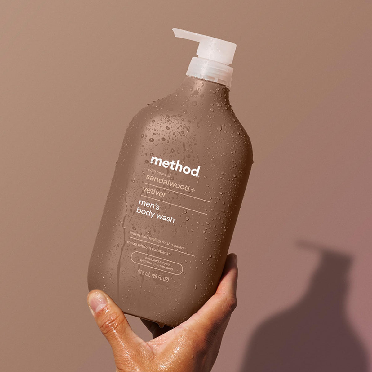 Vue arrière du gel douche Method au santal et vétiver