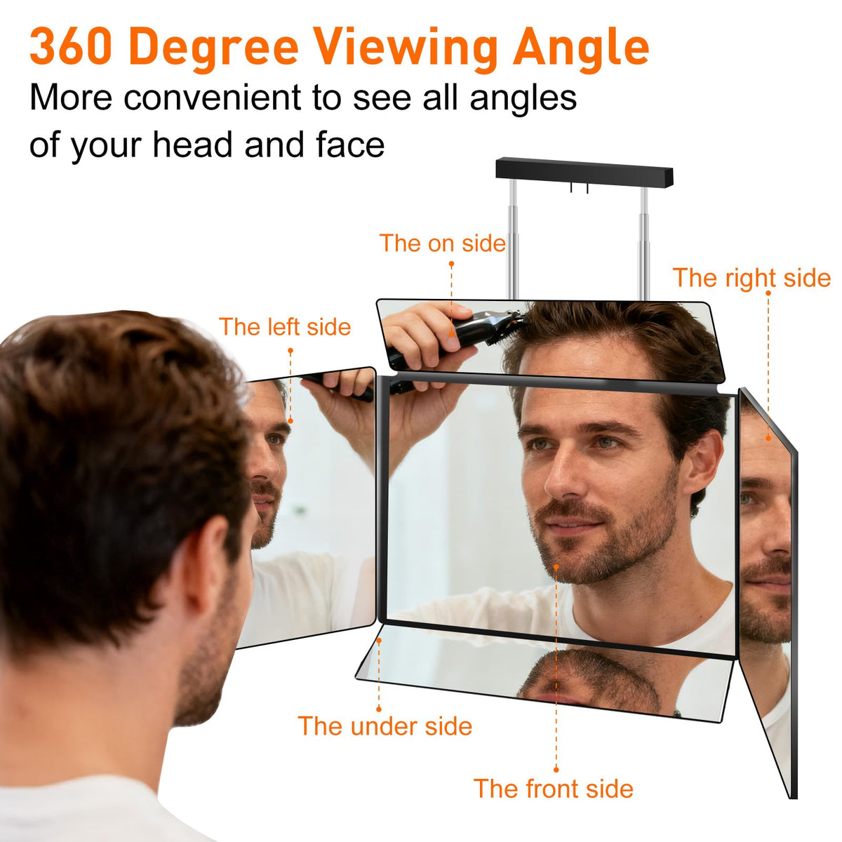 Vue arrière du miroir 5 voies LMZNXCZ avec crochets réglables