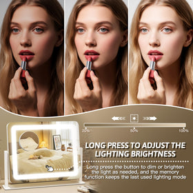 Vue arrière du miroir de maquillage FENNIO avec cadre en aluminium