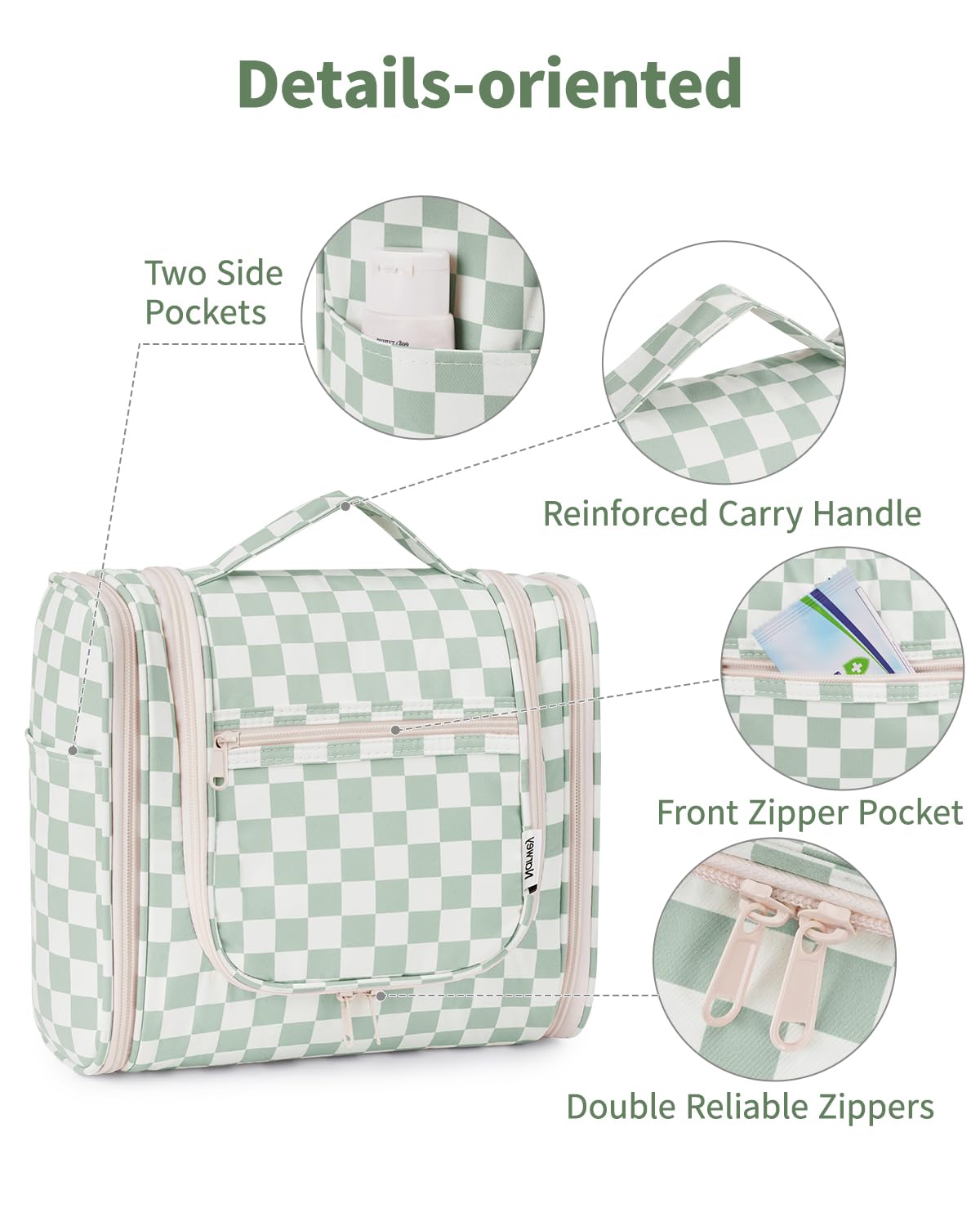 Vue arrière du sac de toilette Narwey avec fermeture éclair