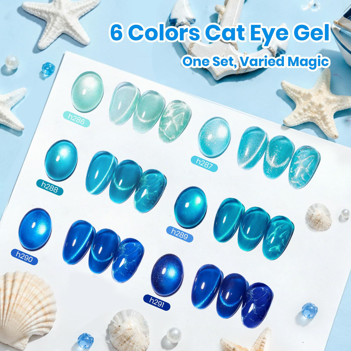 Vue avant des flacons de vernis Cat Eye de beetles