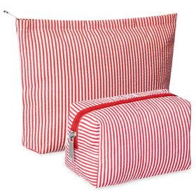 Vue avant du set de pochettes de maquillage Huhumy en rouge