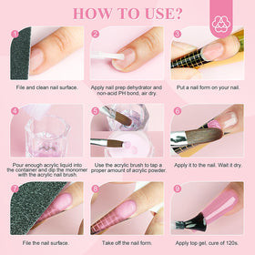 Vue d'ensemble des produits du kit d'ongles en acrylique SAVILAND