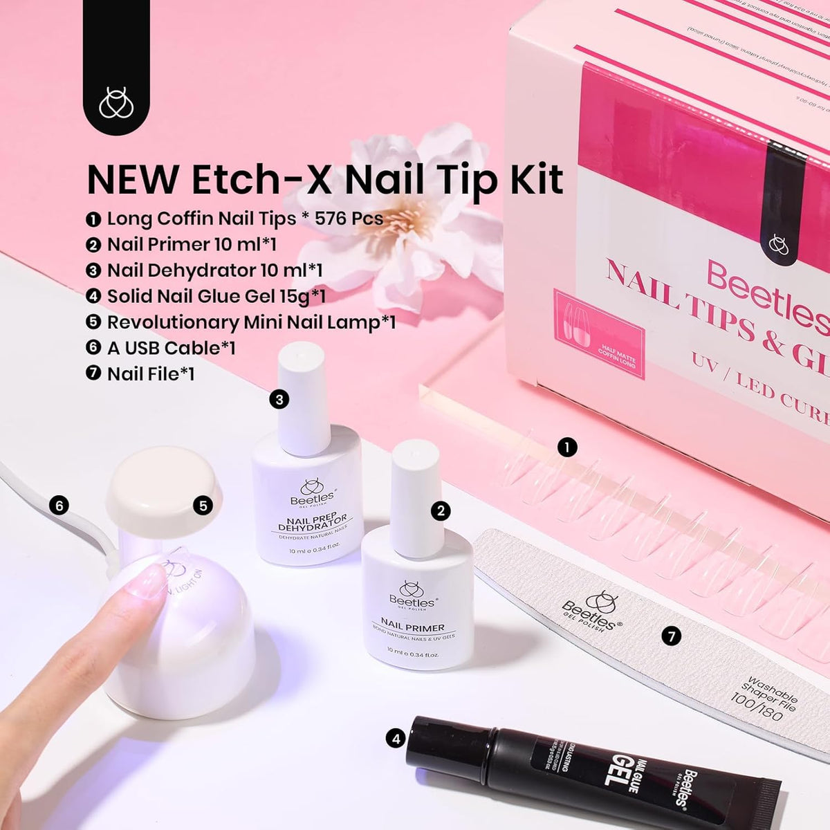 Vue d'ensemble du kit d'extension d'ongles beetles