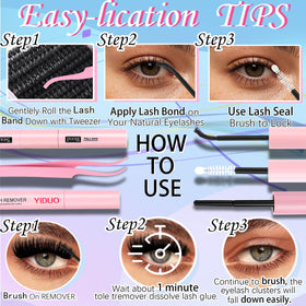 Vue d'ensemble du kit YIDUO de cils avec accessoires