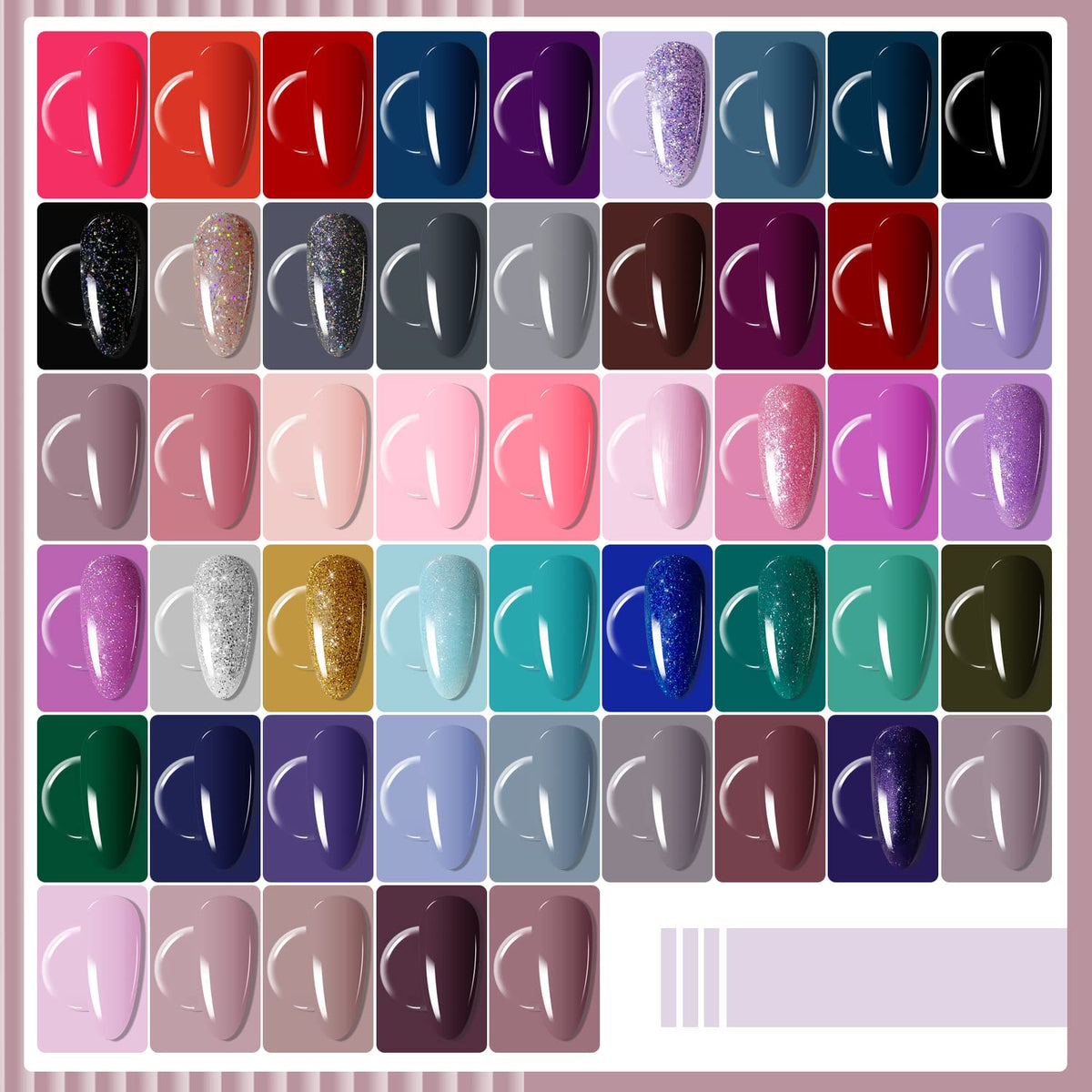 Vue d'ensemble du set de vernis à ongles JODSONE avec couleurs variées
