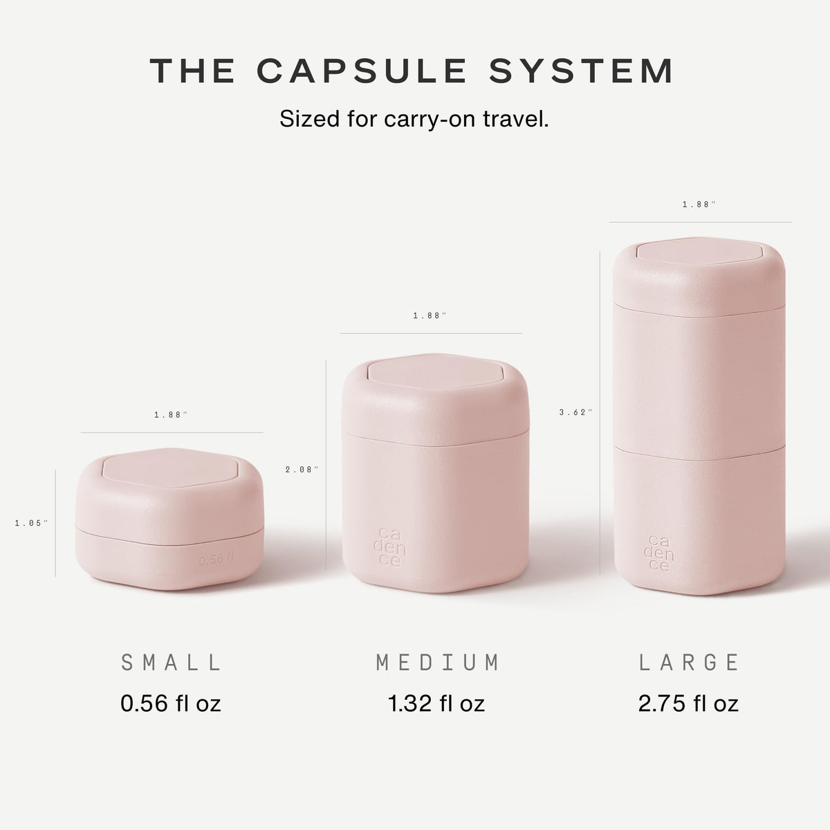 Vue de côté des capsules Cadence montrant la forme hexagonale