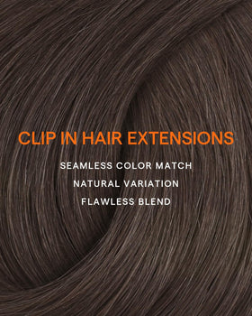 Vue de côté des extensions Cheveux Clip Full Shine Mocha Brun