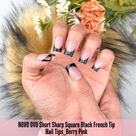 Vue de côté des pointes d'ongles carrés NOVO OVO avec finition en gel doux