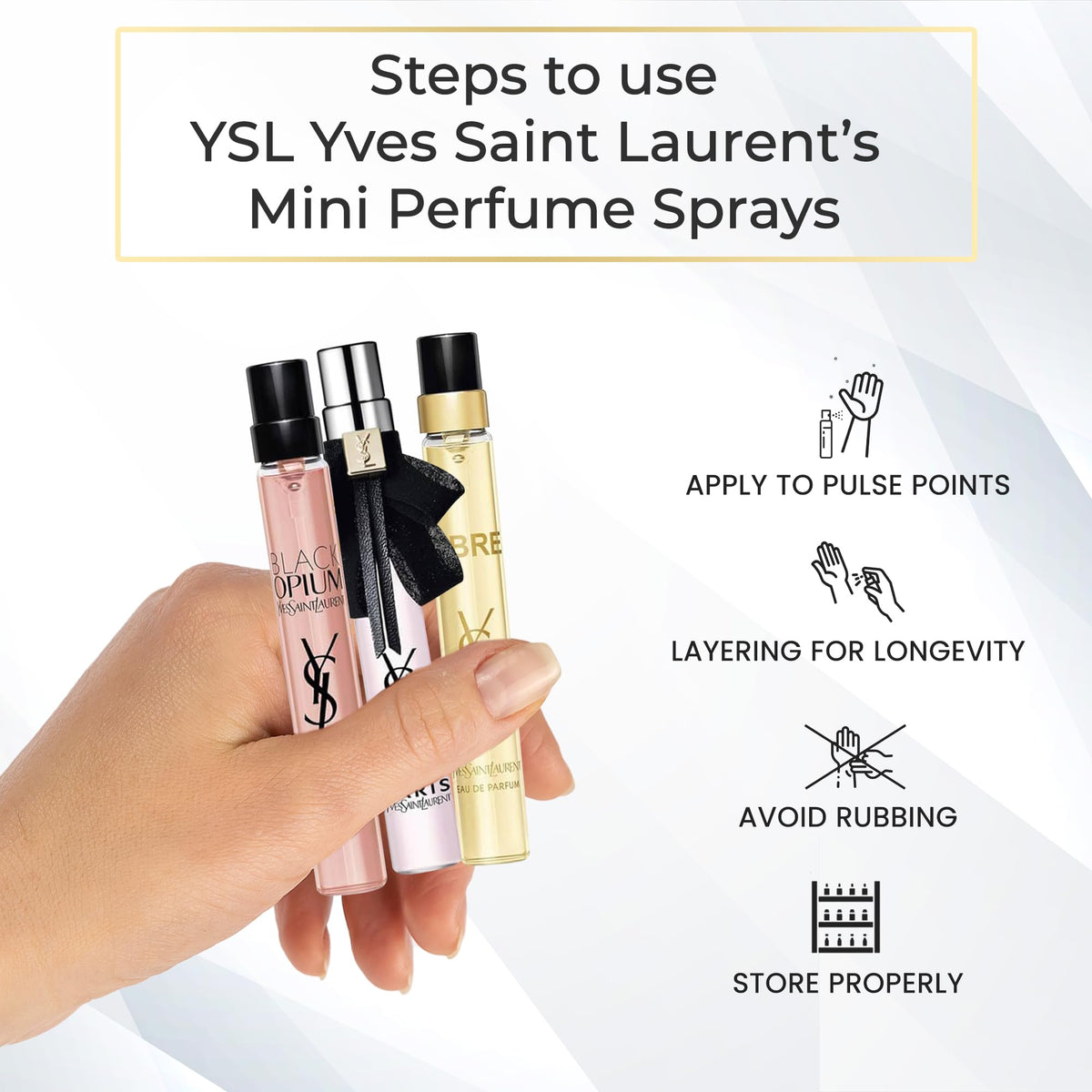 Vue de côté des trois flacons de parfum dans le coffret