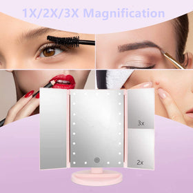 Vue de côté du miroir de maquillage Flymiro avec magnification