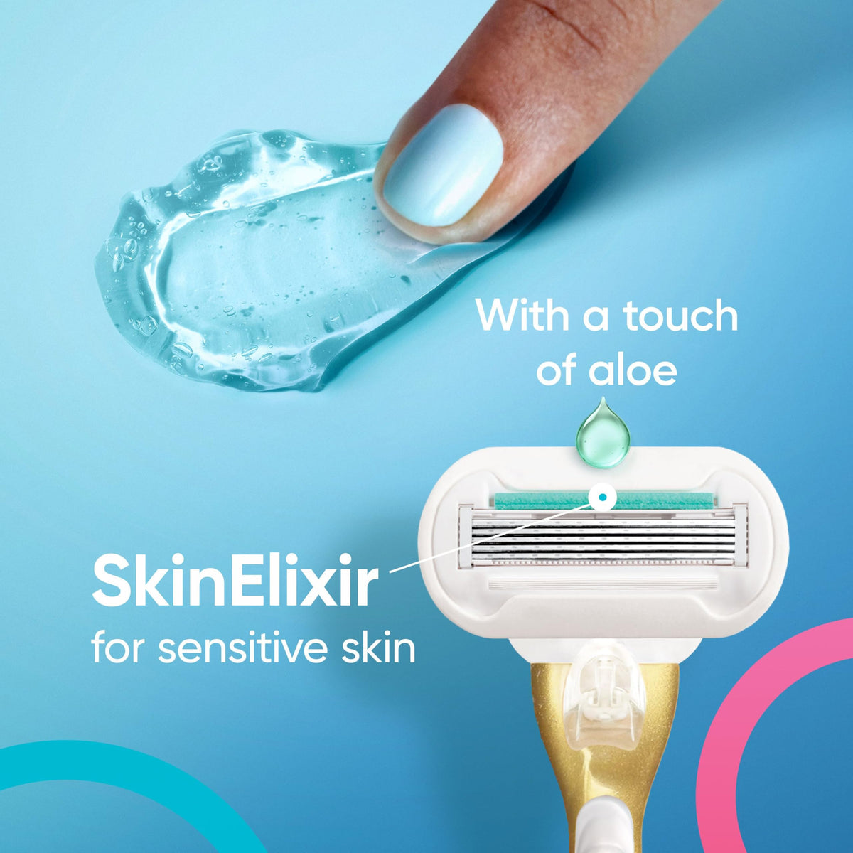 Vue de côté du rasoir Gillette Venus Femme avec lames en aloe