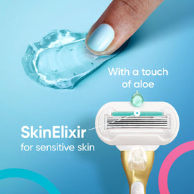 Vue de côté du rasoir Gillette Venus Femme avec lames en aloe