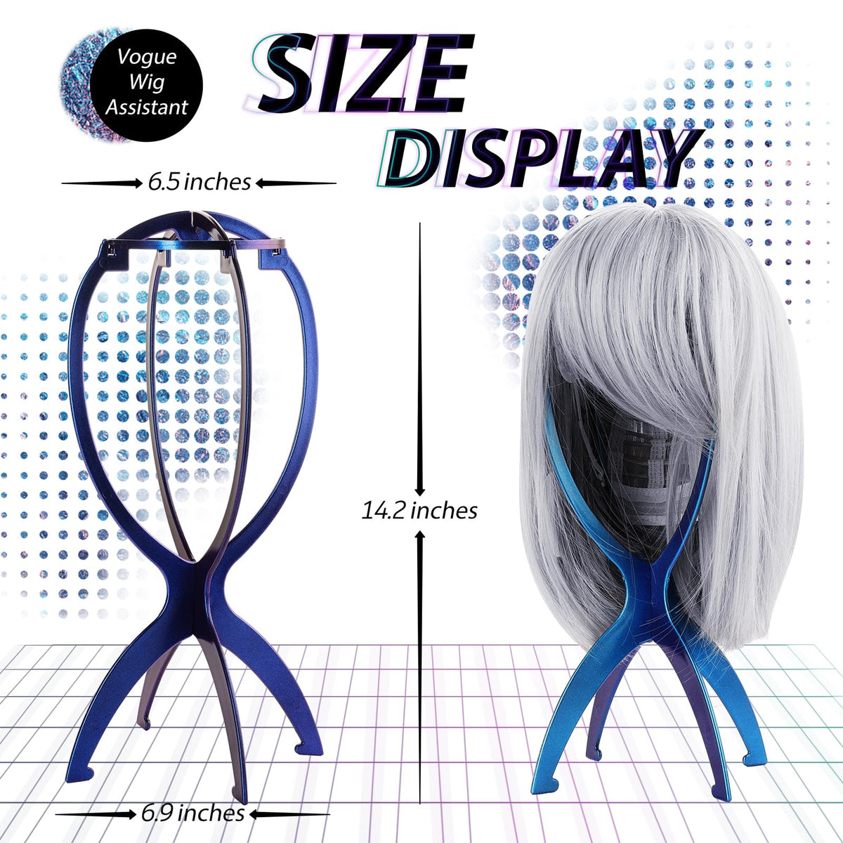 Vue de côté du support de perruque Dreamlover pliable