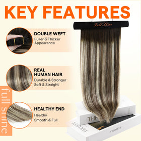 Vue de dos des extensions de cheveux Full Shine en cheveux humains