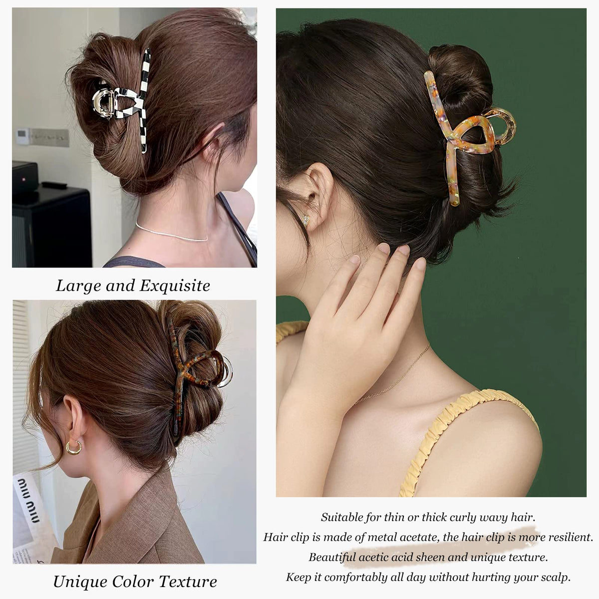 Vue de face des clips de cheveux FAELBATY