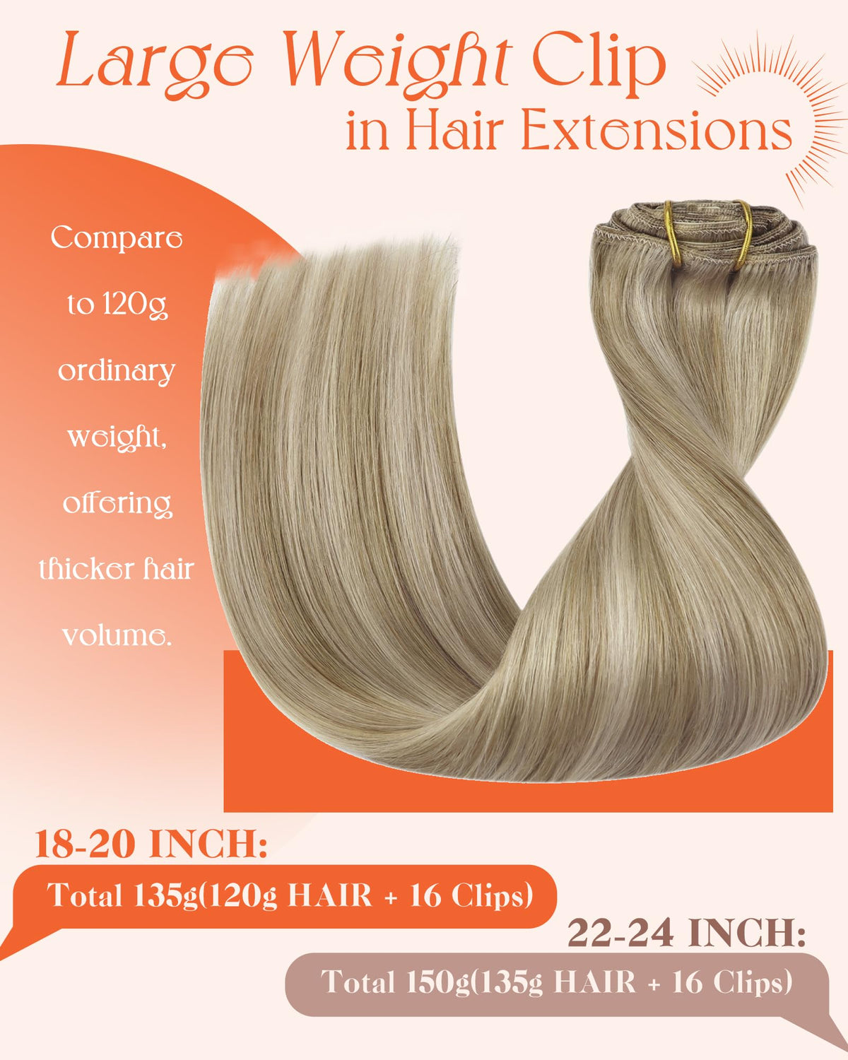 Vue de face des extensions Sunny Hair en cheveux blonds