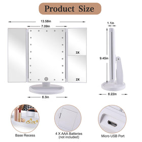 Vue de face du miroir Flymiro avec 3 niveaux de grossissement