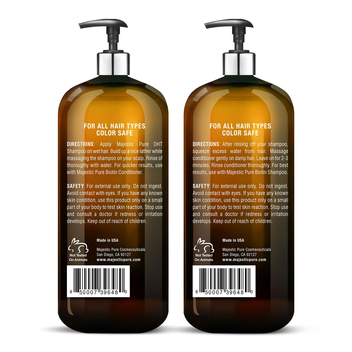 Vue de haut du set de shampooing et après-shampooing Majestic Pure