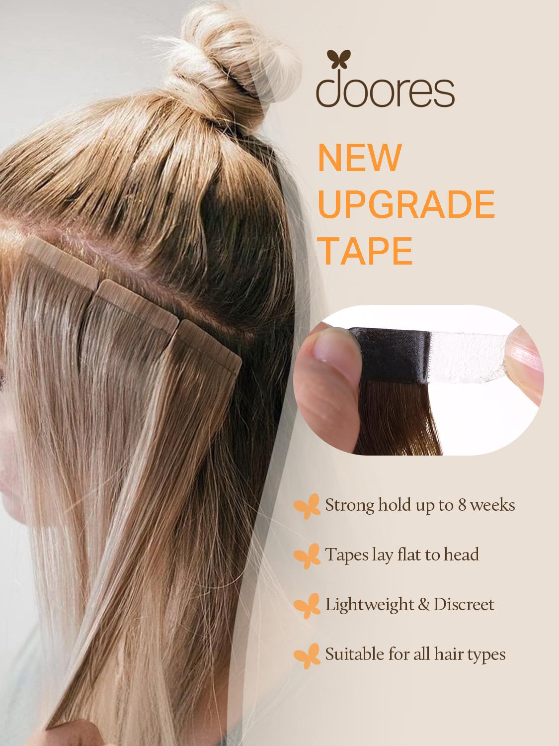 Vue de l'arrière des extensions de cheveux DOORES