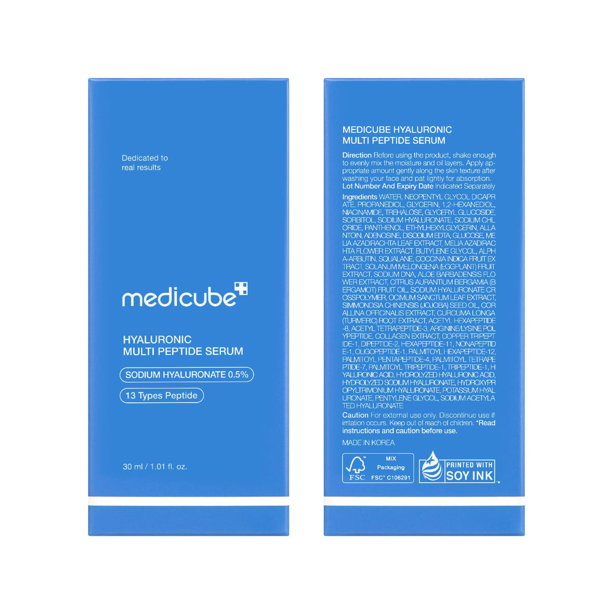 Vue de l'arrière du flacon de sérum medicube