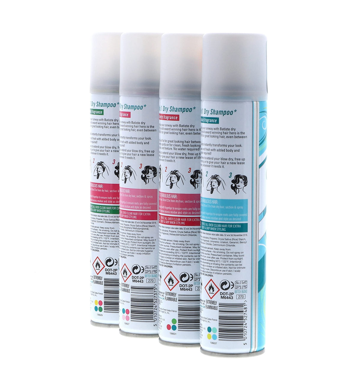Vue de l'arrière du pack de shampooings secs Batiste