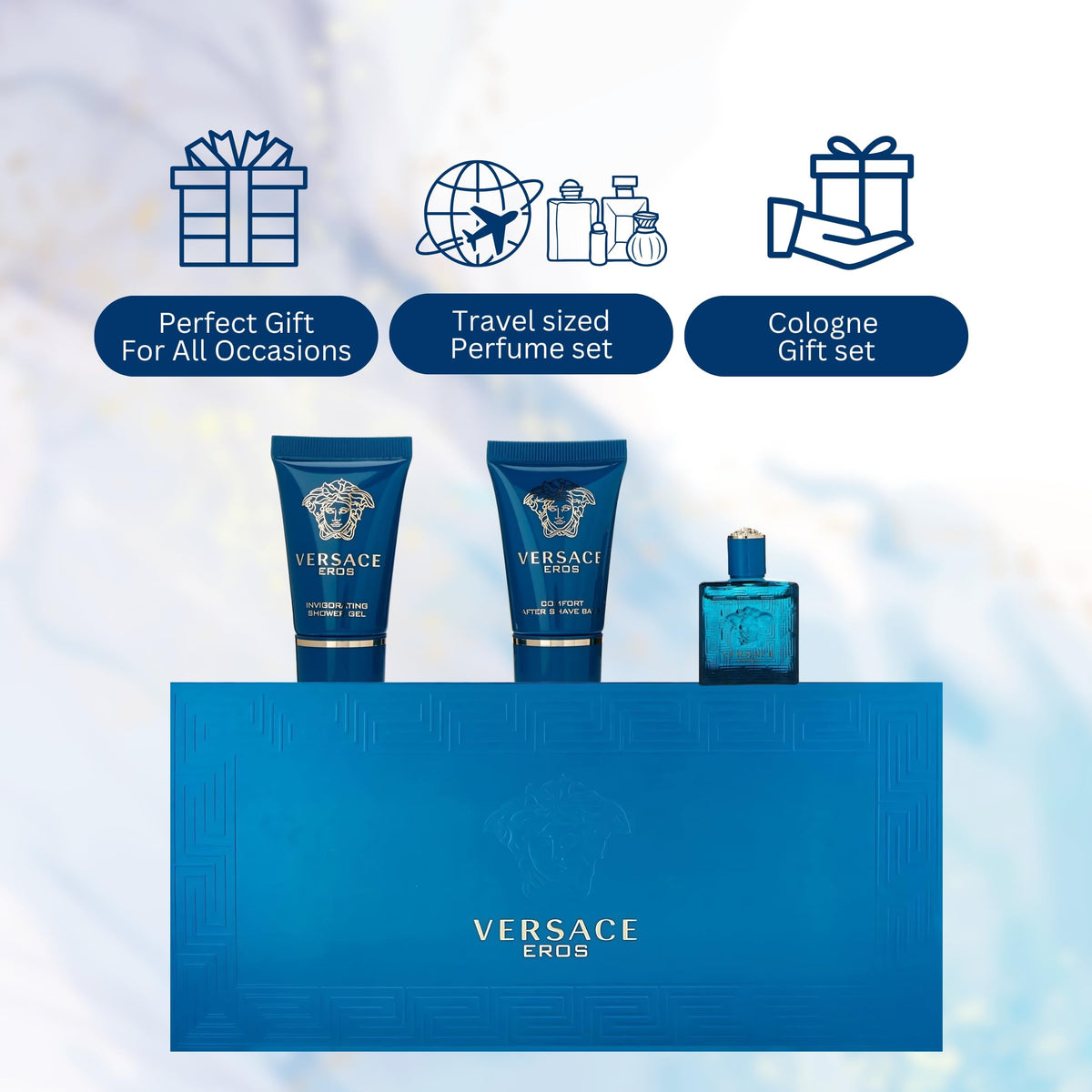 Vue de l'ensemble du coffret mini parfum homme Versace Eros