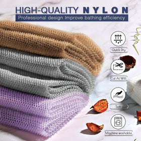 Vue de l'éponge de bain exfoliante UJFQBH avec texture en nylon