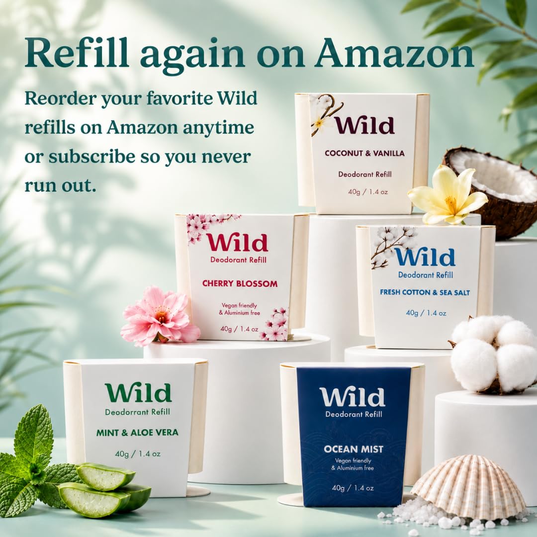 Vue de l'étui Aqua du déodorant Wild avec ses recharges