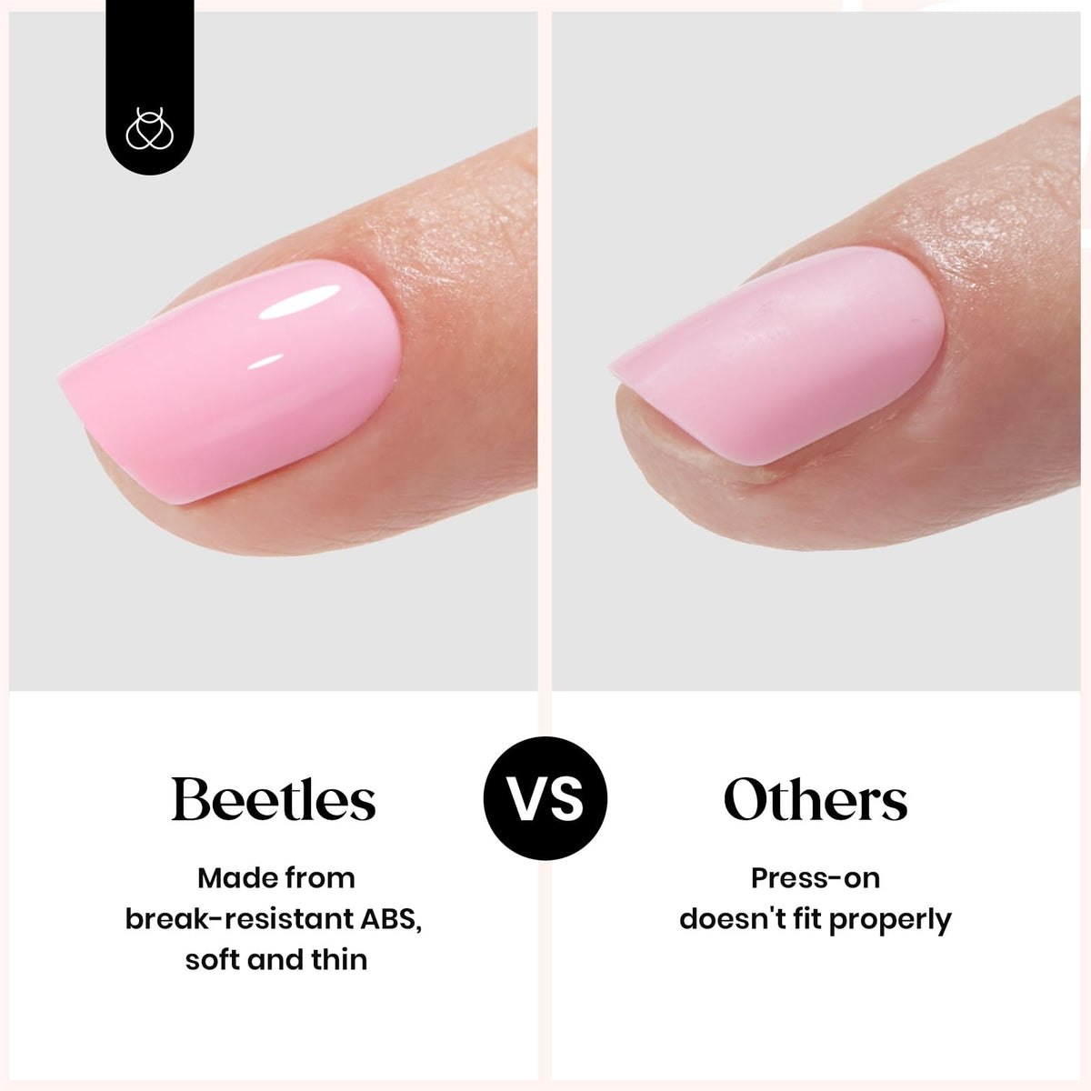 vue de l'ongle autocollant en dégradé rose et blanc du kit beetles