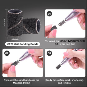 Vue de l'utilisation des bandes abrasives sur des ongles artificiels