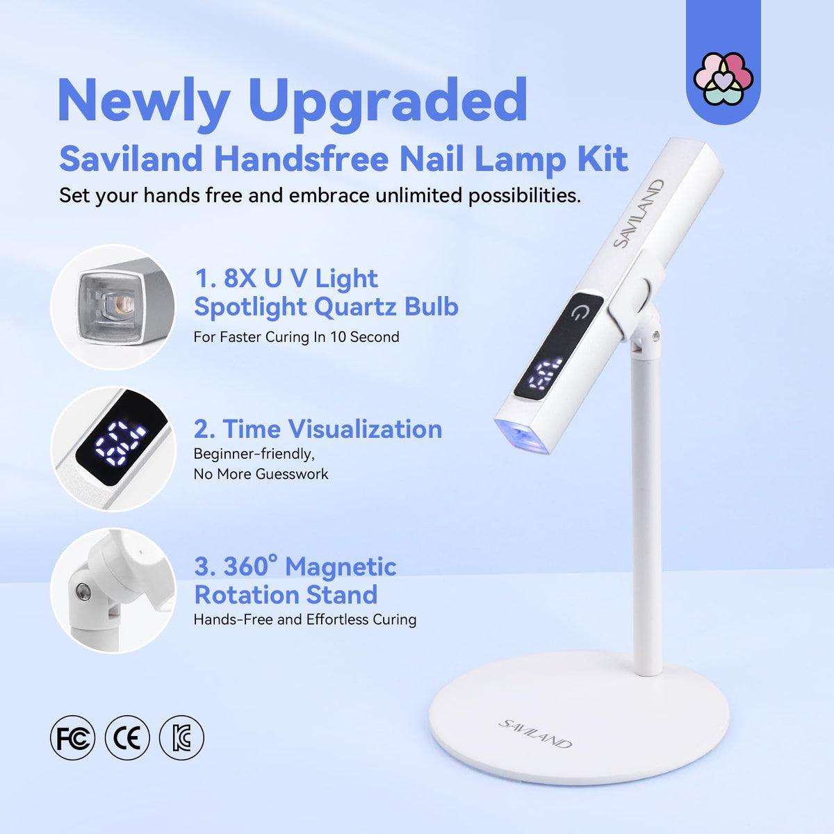 Vue de la lampe UV SAVILAND en action pour la manucure