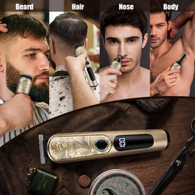 Vue de la tondeuse à barbe Ufree avec tête T en titane