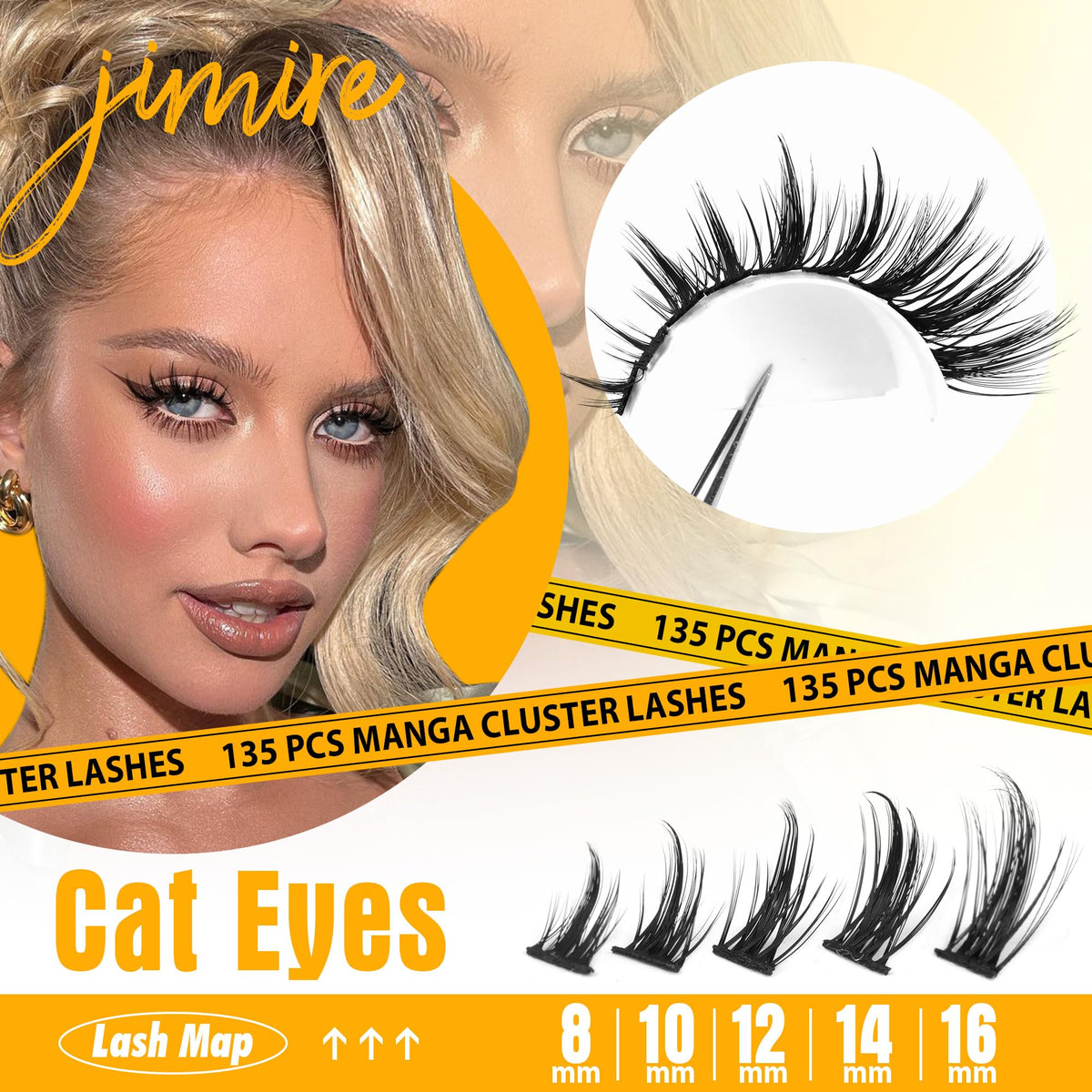 Vue de près des cils manga JIMIRE en fibres mink