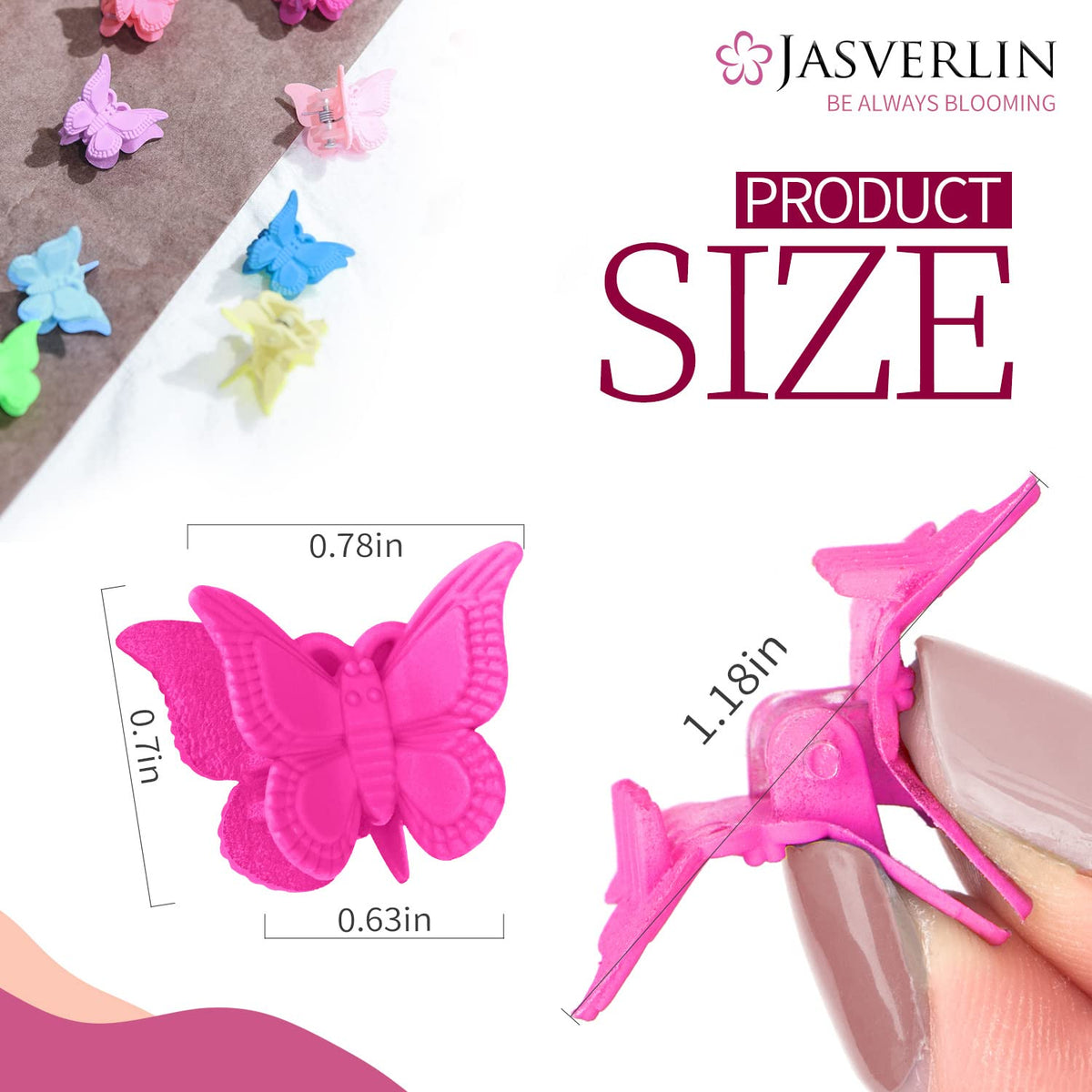 Vue de près des clips papillon JASVERLIN montrant leur conception