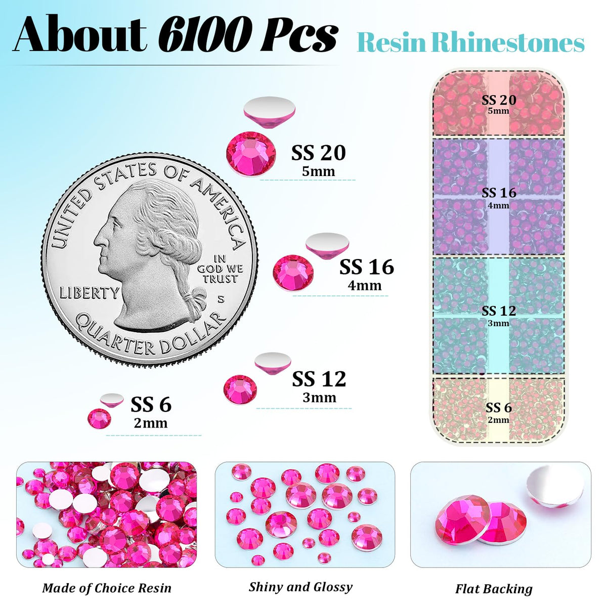 Vue de près des strass en résine hot pink TINKRSTUFF