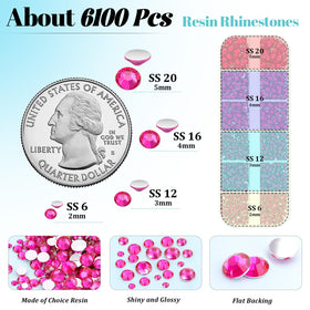Vue de près des strass en résine hot pink TINKRSTUFF