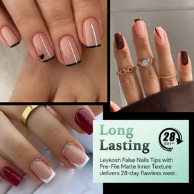 Vue de près des tips ongles carrés extra courts LEYKOSH