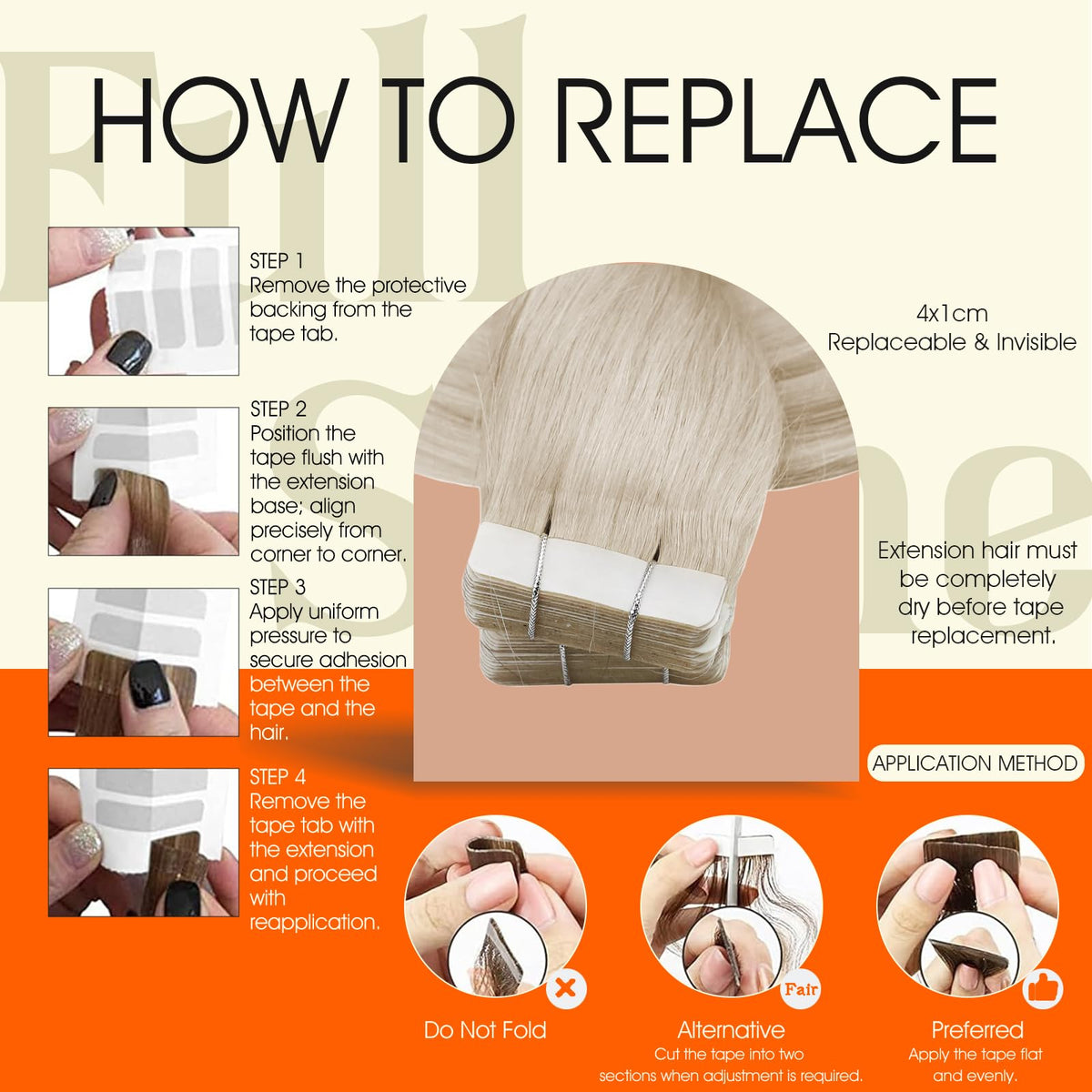 Vue de profil des extensions de cheveux Full Shine en blond platine
