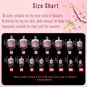 Vue des différentes tailles de tips d'ongles BERRY PINK