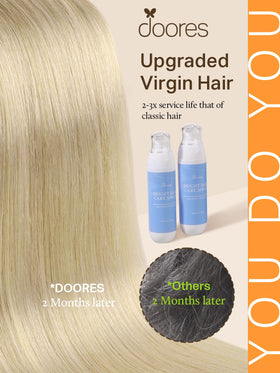 Vue des extensions de cheveux DOORES avec ruban transparent