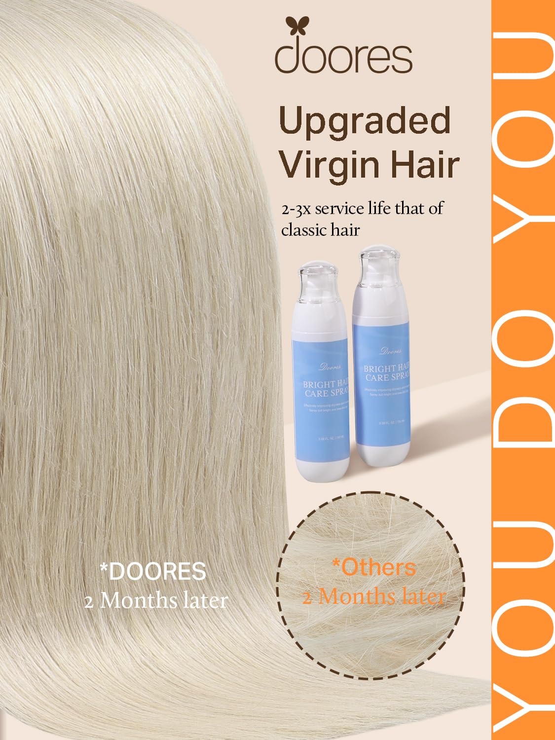 Vue des extensions de cheveux DOORES en application