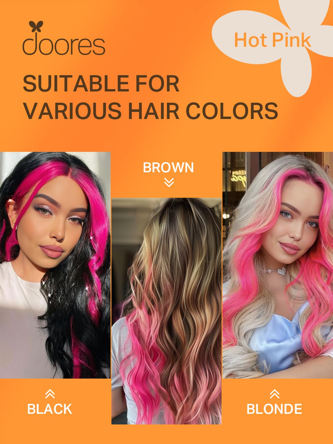 Vue des extensions de cheveux DOORES en position appliquée