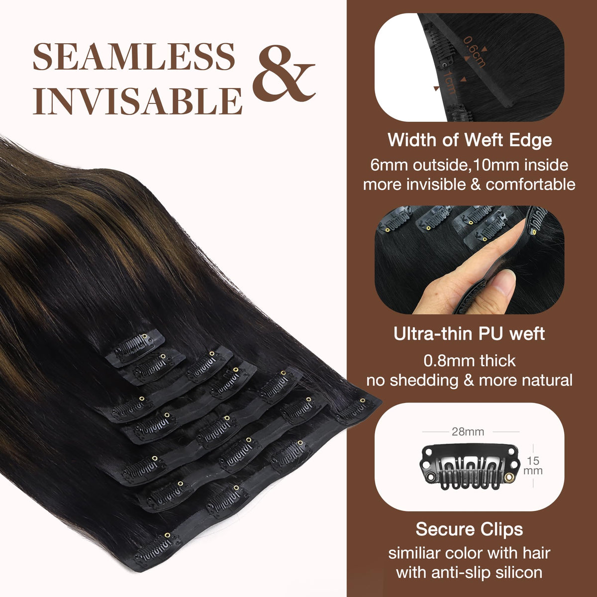 Vue des extensions GOO GOO posées sur des cheveux naturels