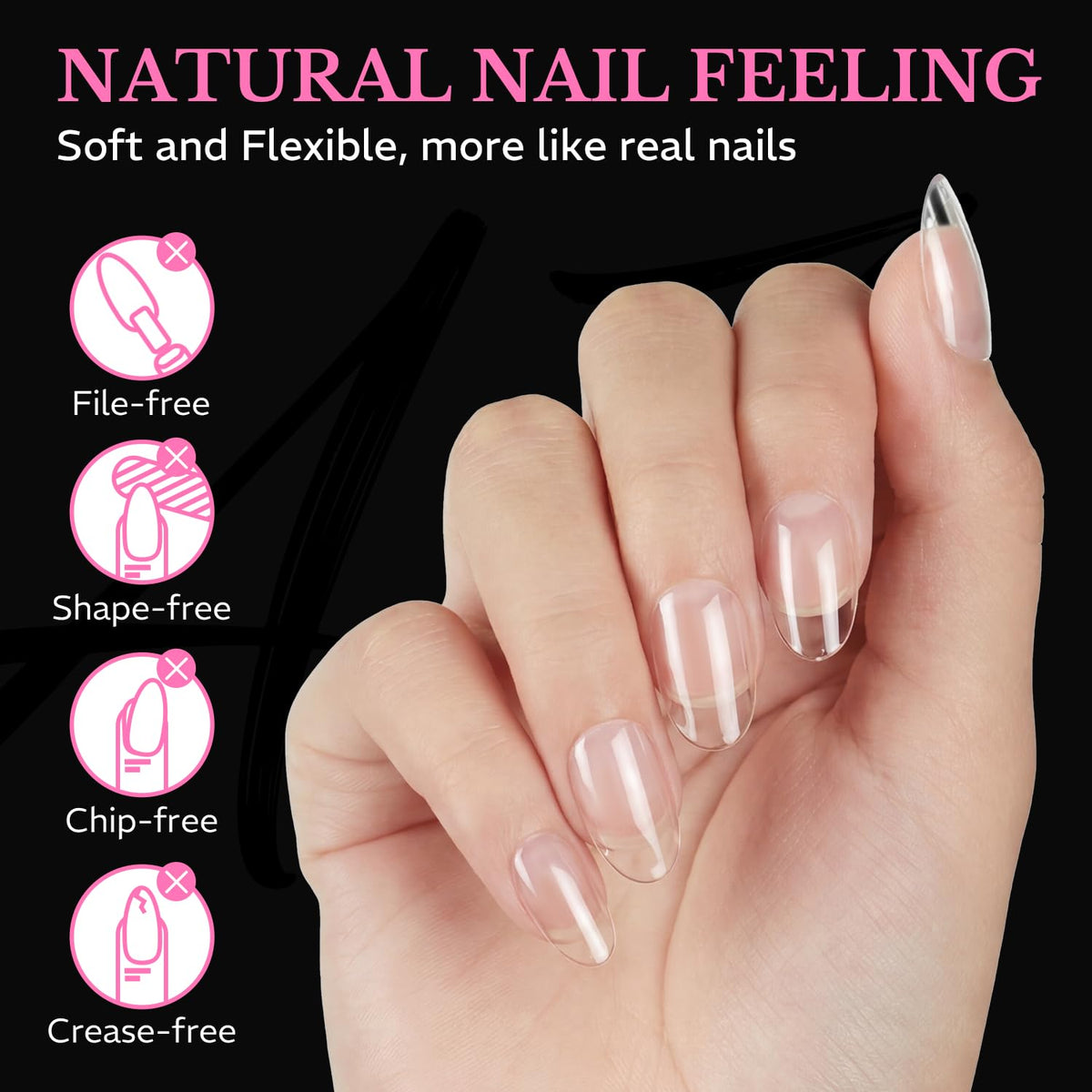 Vue des tips d'ongles ovales AZUREBEAUTY en différentes tailles