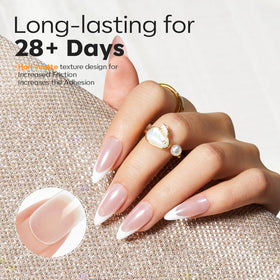 Vue des tips ongles stiletto medium modelones avec texture semi-mate