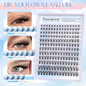 Vue détaillée des cils en clusters Pawotence