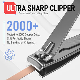 Vue du coupe-ongles firiKer et lime à onglets sur fond neutre